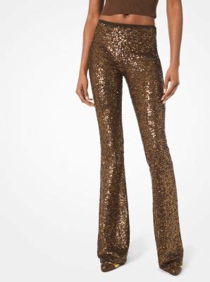 michael kors sequin track pants|Sequined Stretch Tulle Flared Pants .